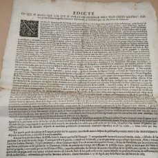 Documentos antiguos: EDICTO CATALUÑA AÑO 1683. Lote 385549709