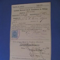 Documentos antiguos: PAPELETA DE EXAMEN. INSTITUTO NACIONAL DE 2 ENSEÑANZA DE MÁLAGA. ASIGNATURA GEOMETRIA. 1934.. Lote 386256669