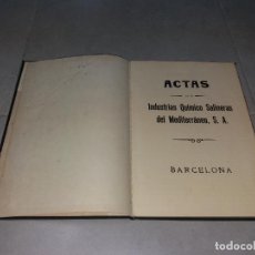 Documentos antiguos: LIBRO DE ACTAS. INDUSTRIAS QUÍMICO SALINERAS DEL MEDITERRÁNEO. 1946. Lote 386379434
