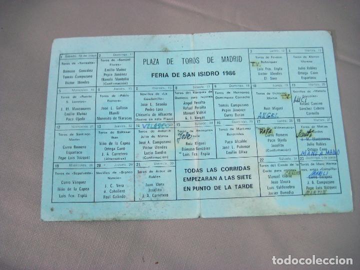 Documentos antiguos: PROGRAMA DE CORRIDAS DE SAN ISIDRO DE 1986. RINC&Oacute;N TAURINO LAS LUMBRERAS. - Foto 2