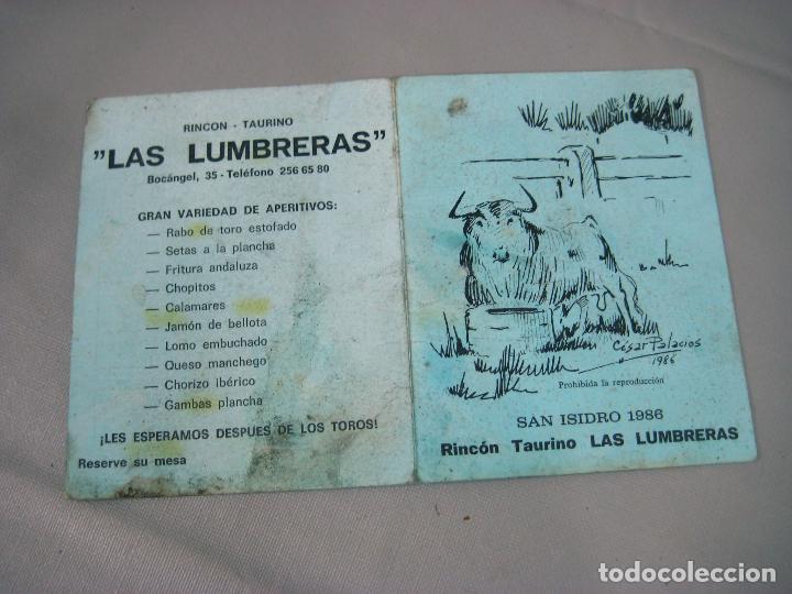 Documentos antiguos: PROGRAMA DE CORRIDAS DE SAN ISIDRO DE 1986. RINC&Oacute;N TAURINO LAS LUMBRERAS. - Foto 3