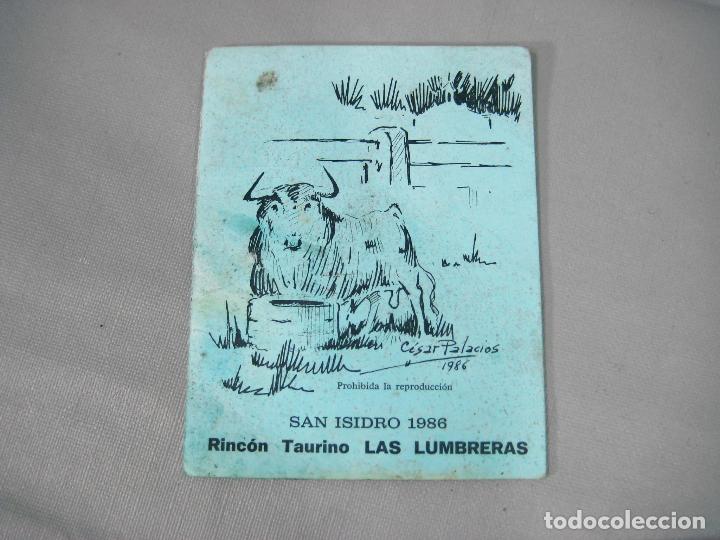 Documentos antiguos: PROGRAMA DE CORRIDAS DE SAN ISIDRO DE 1986. RINC&Oacute;N TAURINO LAS LUMBRERAS. - Foto 1