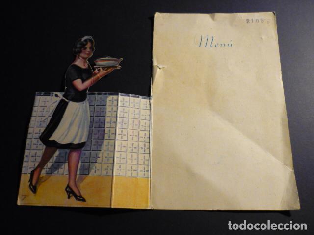 Documentos antiguos: MENU A&Ntilde;OS 30 TROQUELADO CAMARERA 22 X 19 CMTS