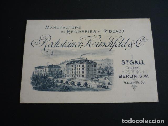 Documenti antichi: TARJETA PUBLICITARIA FABRICA BORDADOS Y CORTINAS SUIZA