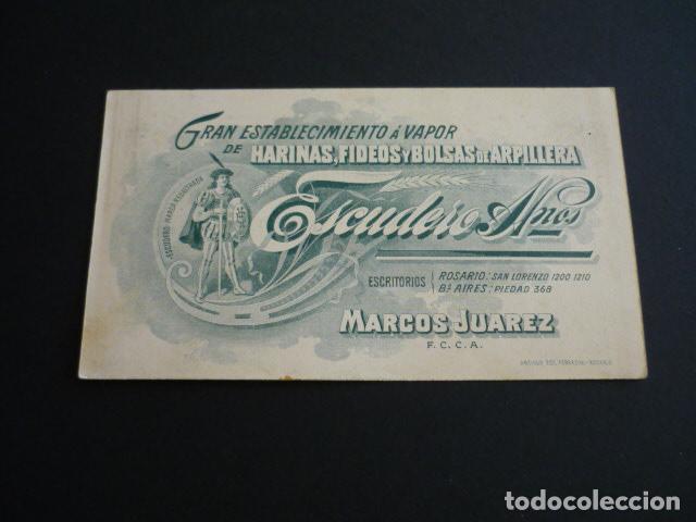 Documenti antichi: TARJETA PUBLICITARIA FABRICA DE HARINAS FIDEOS ESCUDERO MEXICO
