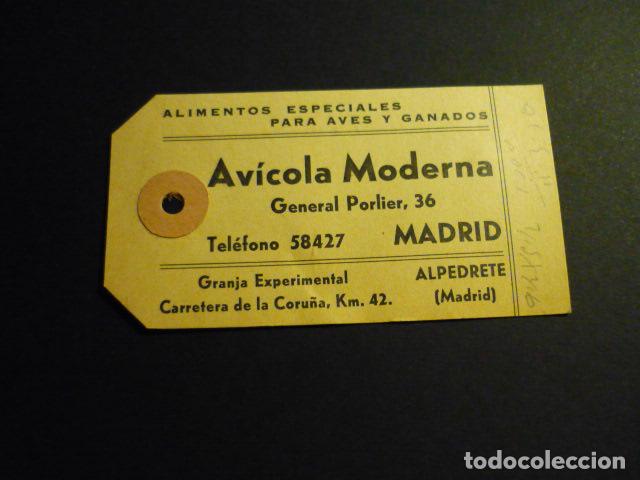 Documentos antiguos: MADRID AVICOLA MODERNA ETIQUETA ENVIOS - Foto 1