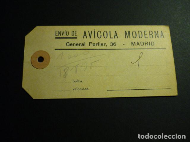 Documentos antiguos: MADRID AVICOLA MODERNA ETIQUETA ENVIOS