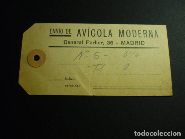 Documentos antiguos: MADRID AVICOLA MODERNA ETIQUETA ENVIOS