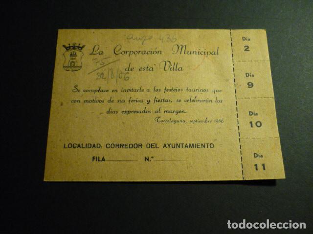 Documentos antiguos: TORRELAGUNA MADRID INVITACION MUNICIPAL FESTEJOS TAURINOS A&Ntilde;OS 50