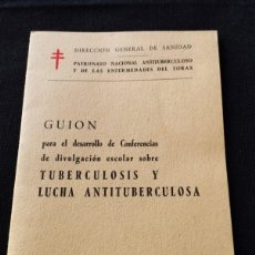 Documentos antiguos: CUADERNO DE LA DIRECCION GENERAL DE SANIDAD ,AÑO 1965 DE CHARLAS DIVULGACION ESCOLAR LUCHA ANTITUBER