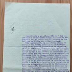 Documentos antiguos: CONTESTACIÓN CARTERO DE ALQUERÍAS (MURCIA) RETRASO PAGO GIRO 10 FEBRERO 1936 PREVIO GUERRA CIVIL. Lote 387887694