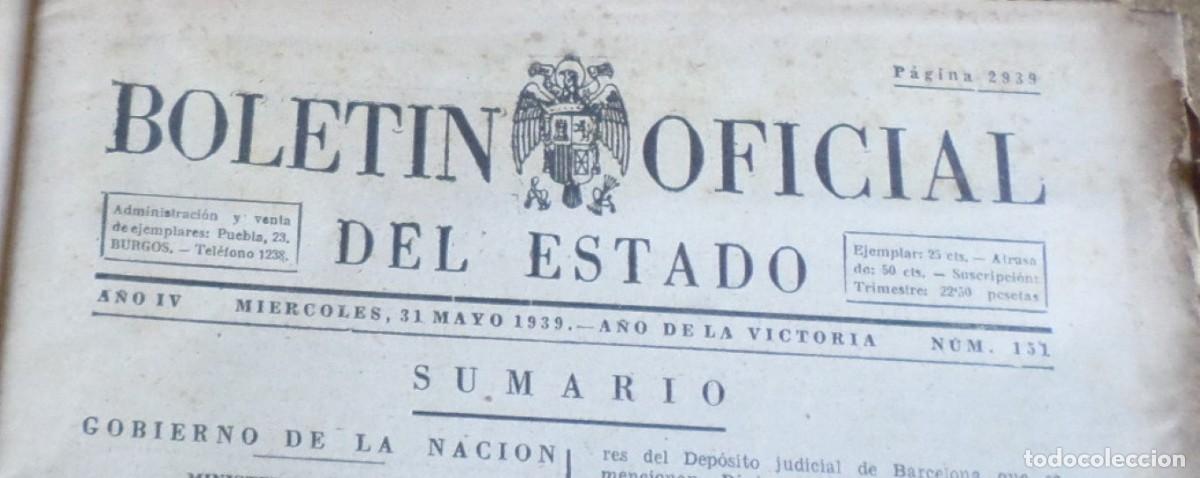 Documentos antiguos: 90 - BOLETIN OFICIAL DEL ESTADO 1939 - Foto 2