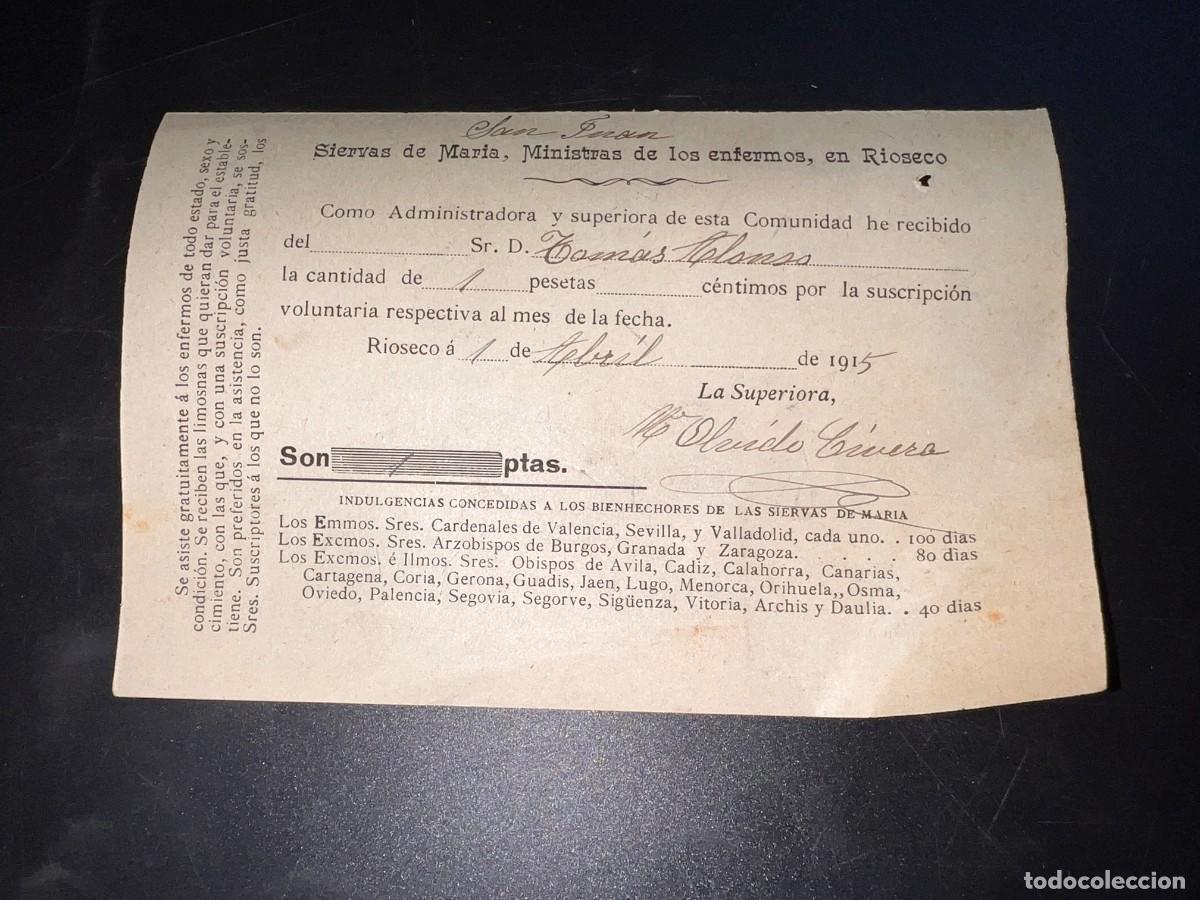 Documenti antichi: MEDINA DE RIOSECO, 1915. SIERVAS DE MARIA, MINISTRAS DE LOS ENFERMOS. SUSCRIPCI&Oacute;N VOLUNTARIA