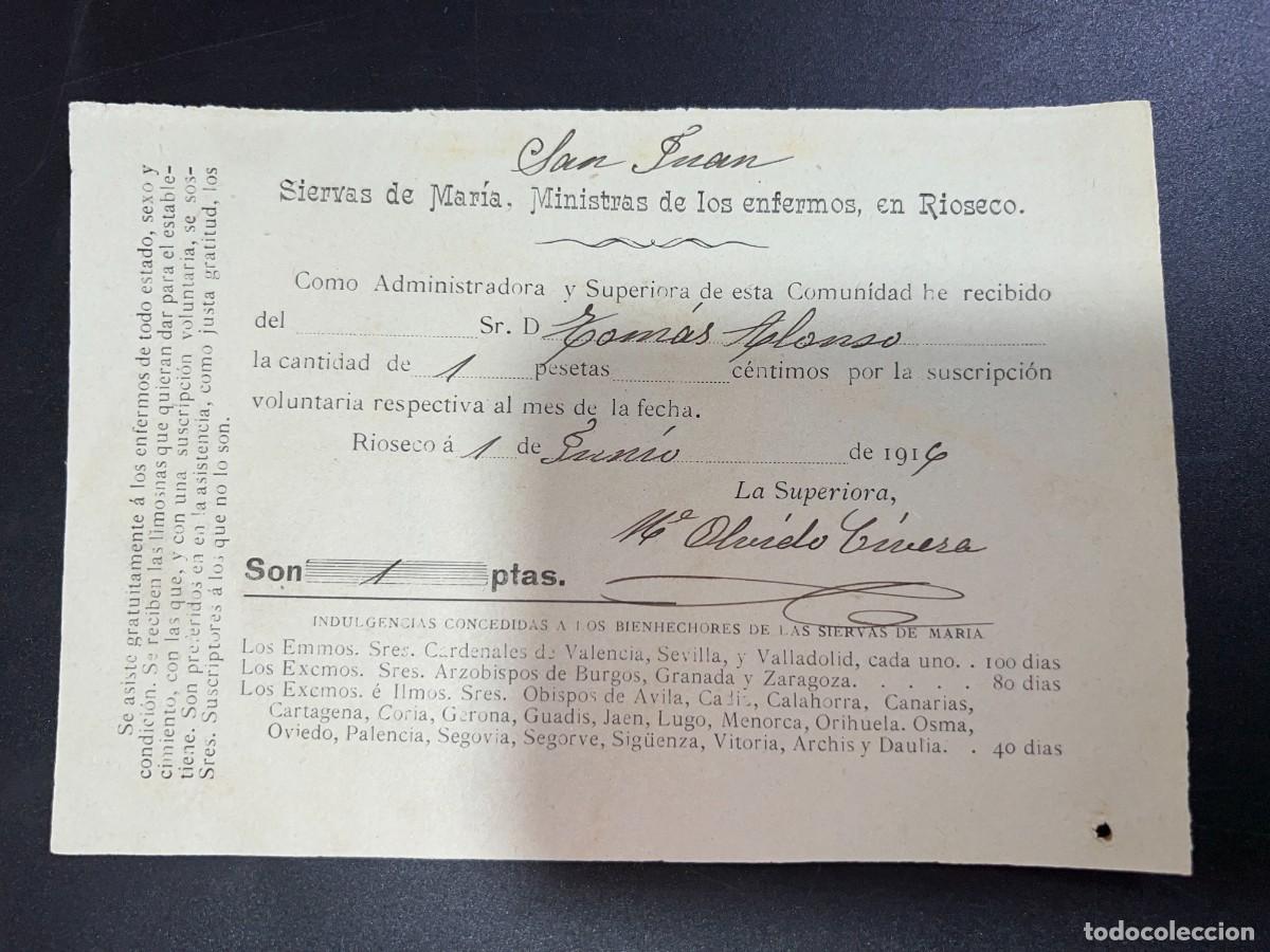 Documenti antichi: MEDINA DE RIOSECO, 1916. SIERVAS DE MAR&Iacute;A, MINISTRAS DE LOS ENFERMOS. SUSCRIPCI&Oacute;N VOLUNTARIA
