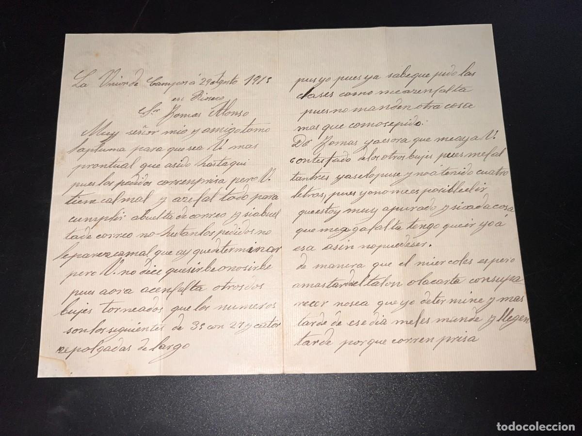 Documenti antichi: LA UNI&Oacute;N DE CAMPOS, 1915. ORDEN DE PEDIDO. MATERIAL FERRETERIA. VER