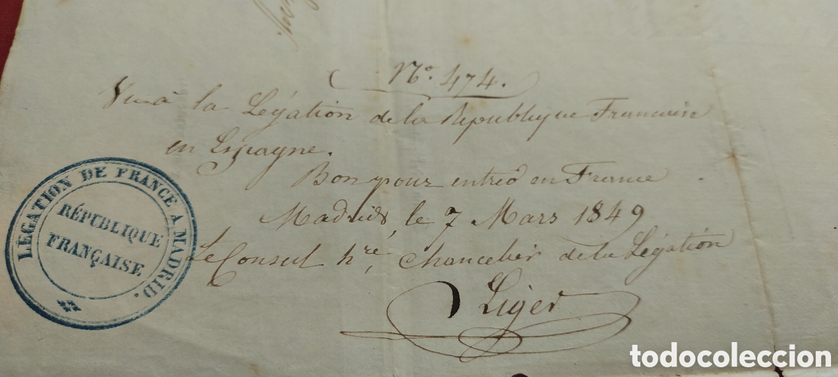 Documentos antiguos: El capit&aacute;n general de Castilla la Nueva otorga pasaporte 1849 - Foto 8