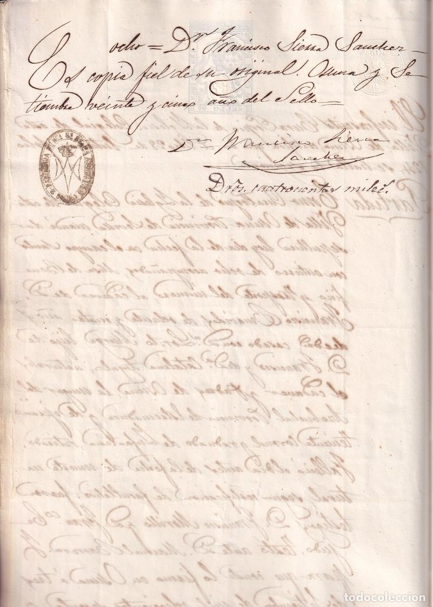 Documentos antiguos: Documento notarial dado en Osuna en 1868. Francisco Benavides Angulo capit&aacute;n Teniente coronel - Foto 5
