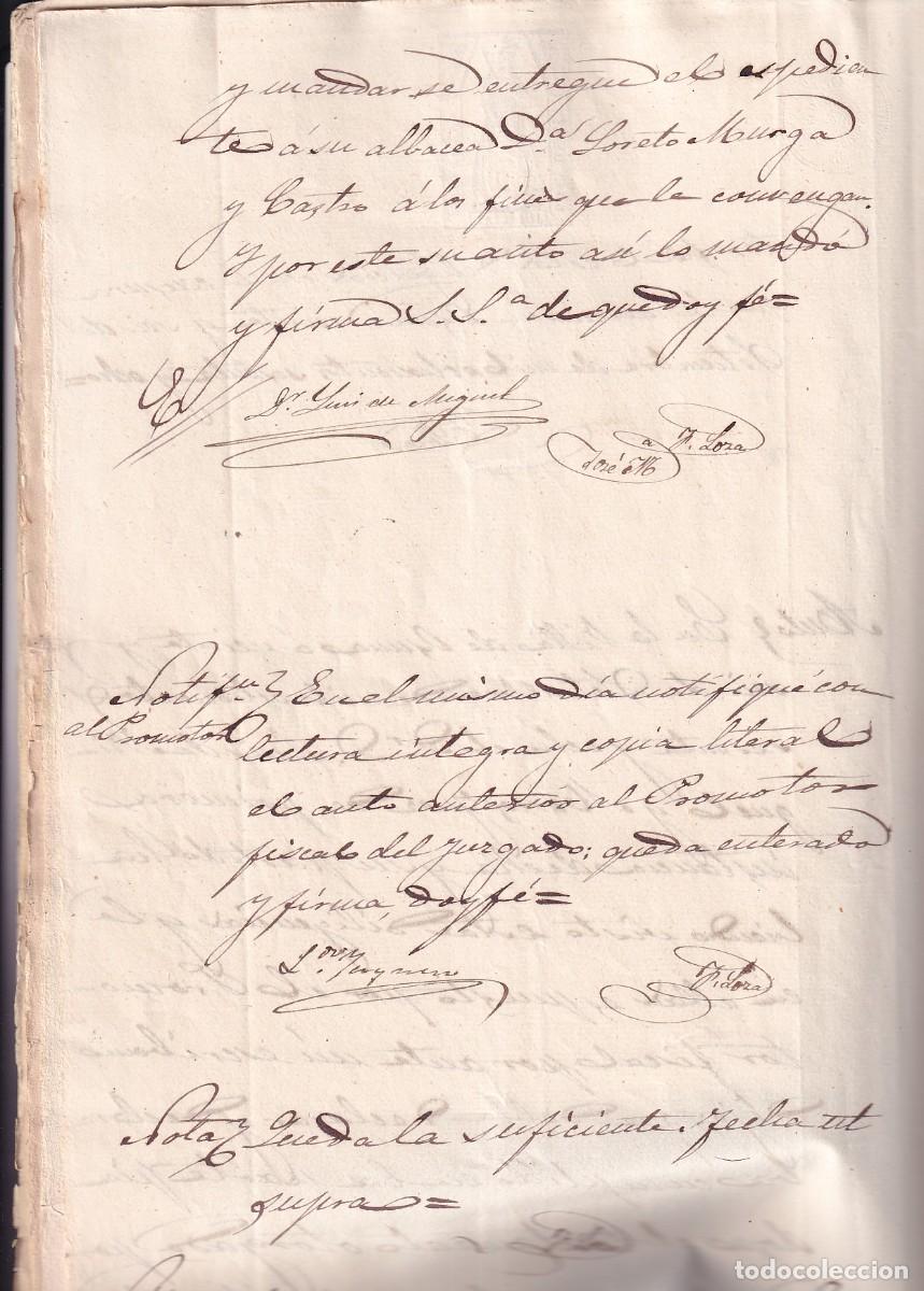 Documentos antiguos: Documento notarial dado en Osuna en 1868. Francisco Benavides Angulo capit&aacute;n Teniente coronel - Foto 6