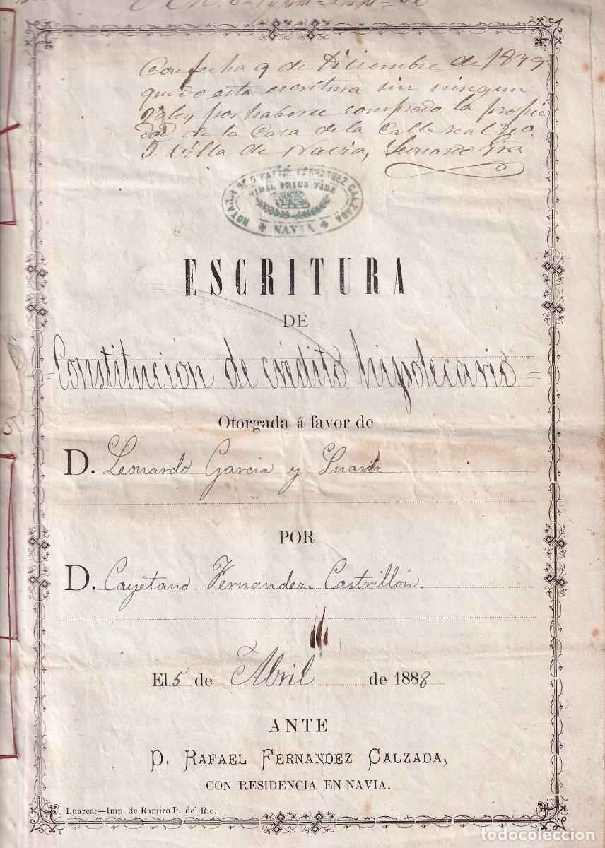 Documentos antiguos: Documento notarial firmado en Navia en 1888