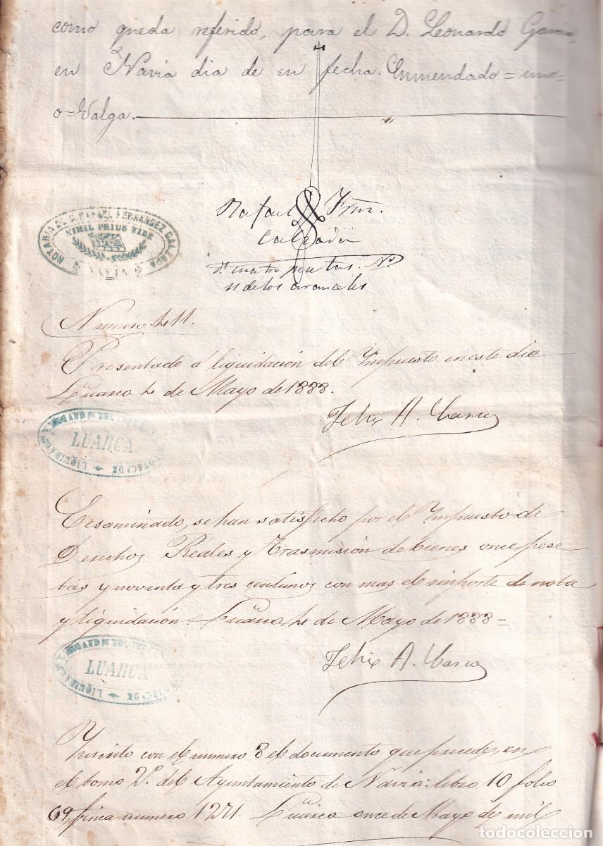 Documentos antiguos: Documento notarial firmado en Navia en 1888 - Foto 3
