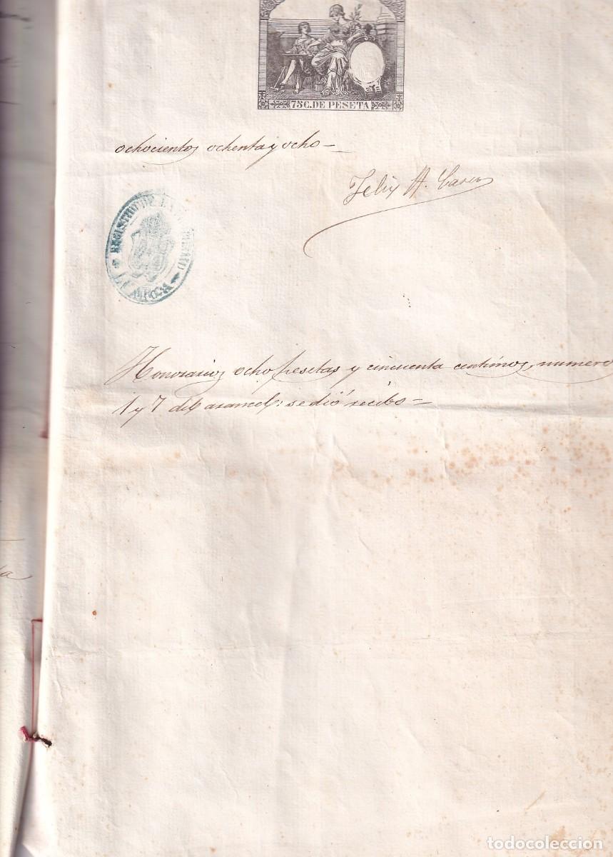 Documentos antiguos: Documento notarial firmado en Navia en 1888 - Foto 4