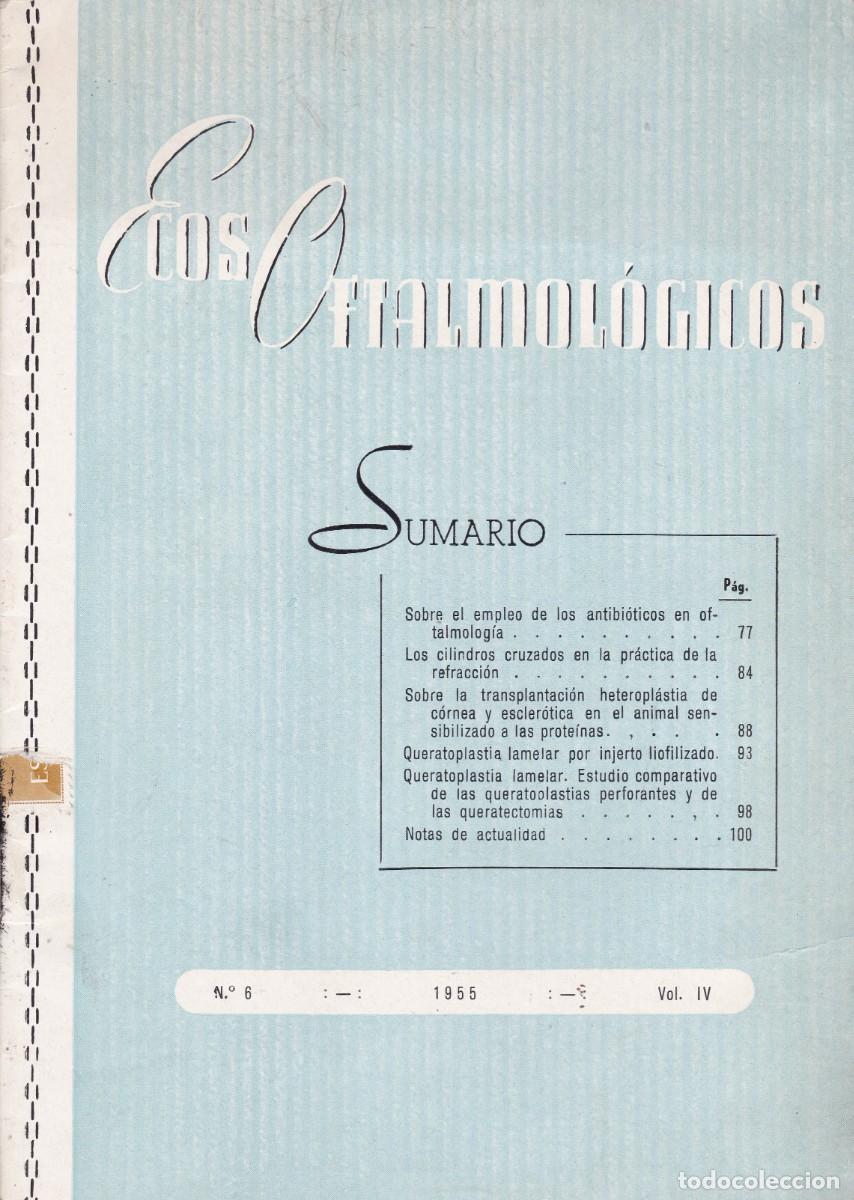 Documentos antiguos: los Oftalmol&oacute;gicos 1955 fasciculo n&ordm; 6 volumen IV