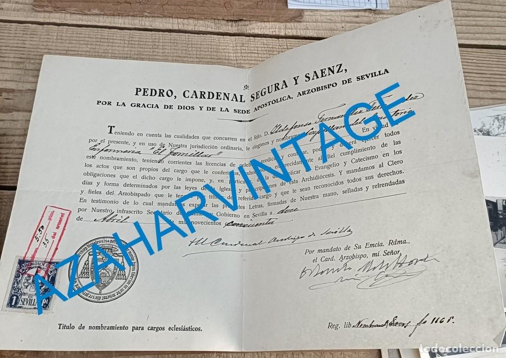 Documentos antiguos: SEVILLA, 1950, NOMBRAMIENTO CAPELLAN SANATORIO ANTITUBERCULOSO EL TOMILLAR, DOS HERMANAS