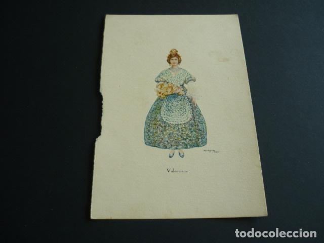 Documents Anciens: VALENCIA MUJER VALENCIANA TARJETA CROMOLITOGRAFICA MONTAGUD ILUSTRADOR 1930 PROGRAMA MUSICA