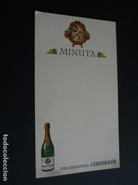 Documentos antiguos: MENU CHAMPA&Ntilde;A CODORNIU A&Ntilde;OS 30 13,5 X 24 CMTS