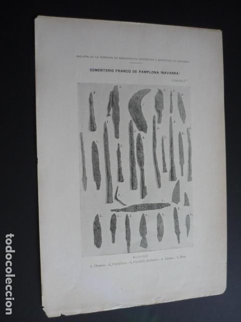 Documentos antiguos: PAMPLONA NAVARRA CEMENTERIO FRANCO PUNTAS DE LANZA ANTIGUA LAMINA 28 X 19 CM