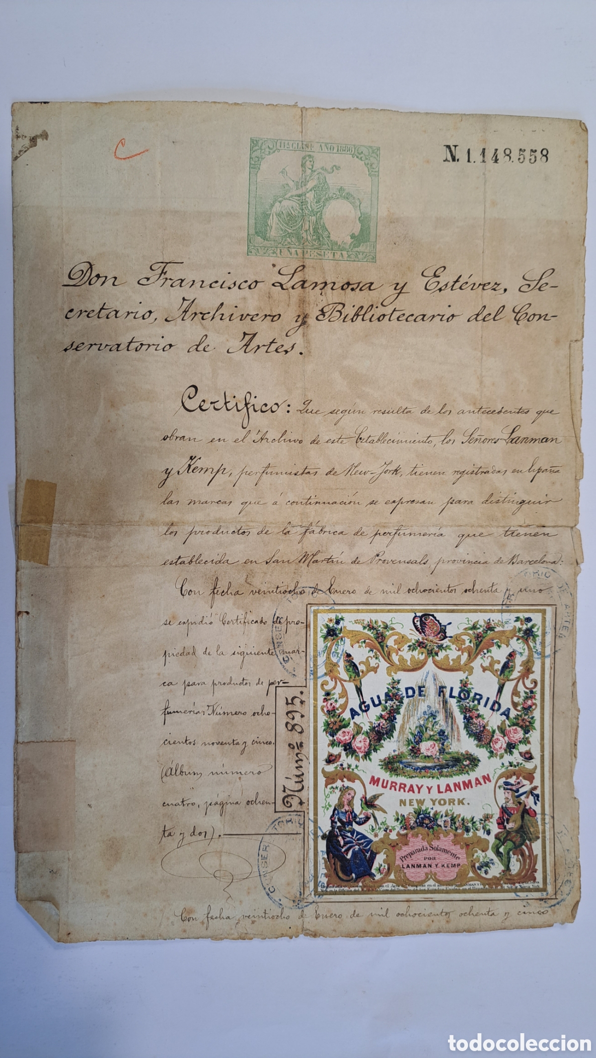 Documentos antiguos: Excepcionales documentos patentes de perfumes Murray y Lanman aprox 1882 - Foto 10
