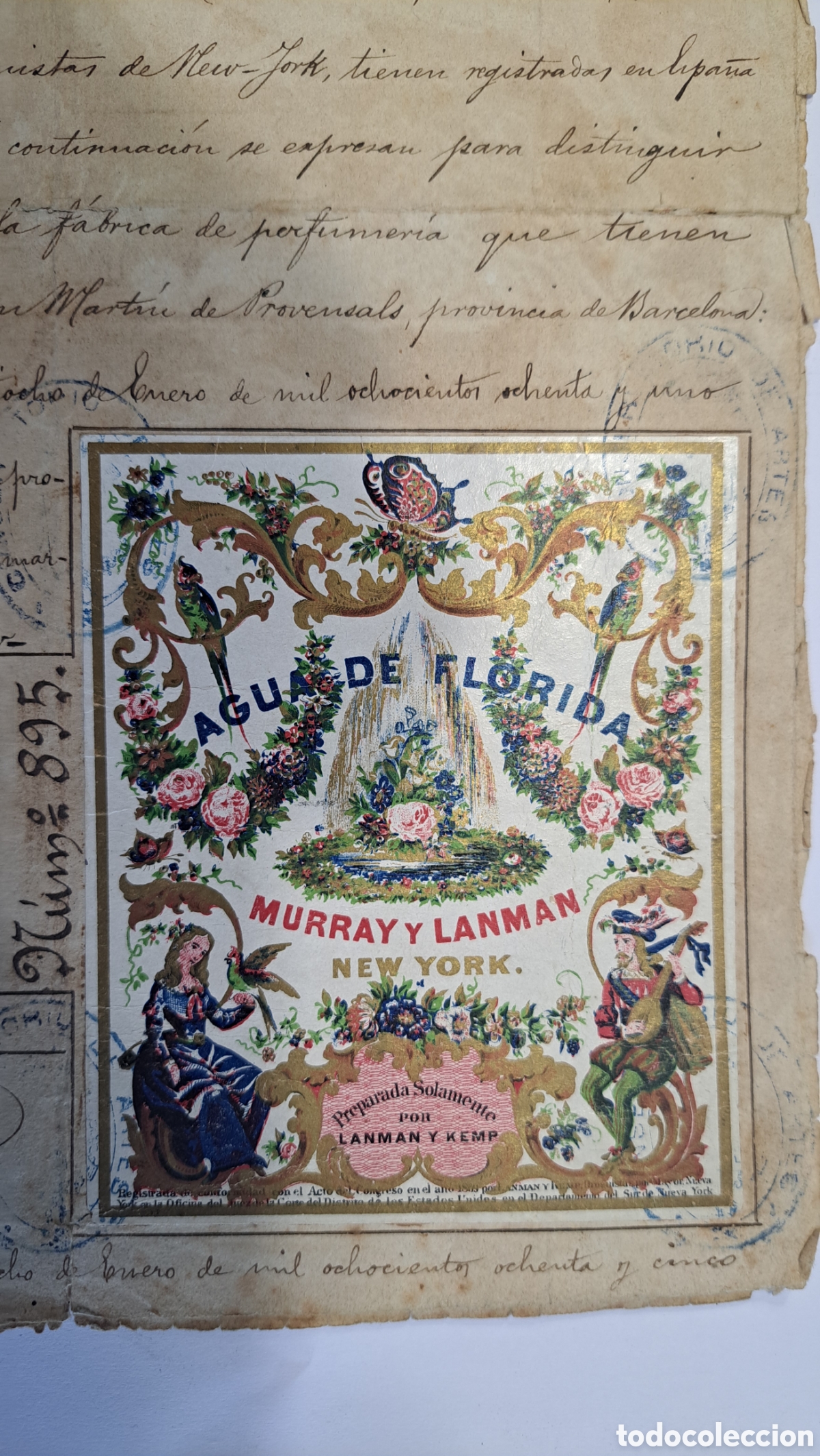 Documentos antiguos: Excepcionales documentos patentes de perfumes Murray y Lanman aprox 1882 - Foto 12
