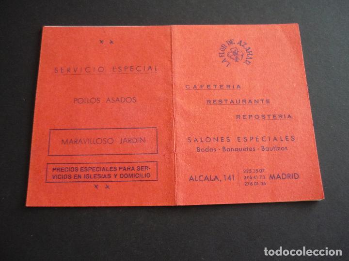 Documentos antiguos: MADRID CAFETERIA RESTAURANTE LA FLOR DE AZAHAR LISTADO DE MINUTAS MENU