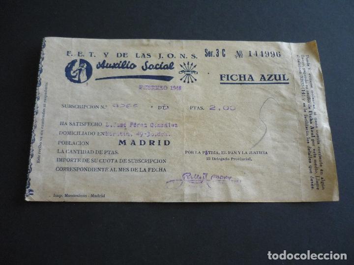 Documentos antiguos: AUXILIO SOCIAL DICHA AZUL 1946 - Foto 1
