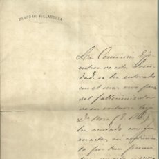 Documentos antiguos: 4412.-VILANOVA I LA GELTRU-BANCO DE VILLANUEVA-CARTA DE CONDOLENCIA FIRMADA POR EL SECRETARIO GRAL. Lote 400146459
