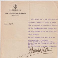 Documentos antiguos: COMANDANCIA DE CANARIA. DOCUMENTO POR EL QUE SE PROMUEVE A TENIENTE... AÑO 1937. Lote 400902184