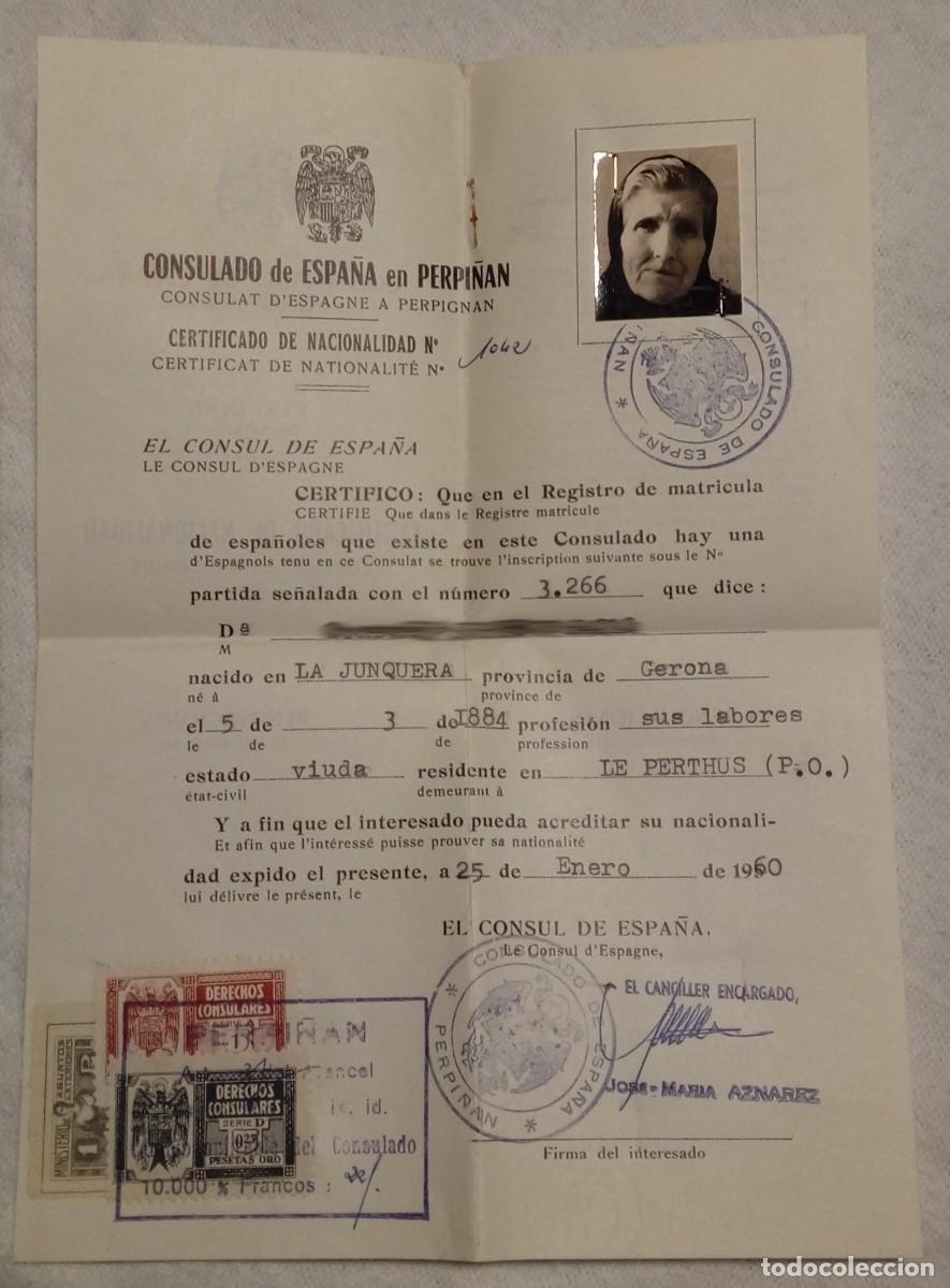 Documentos antiguos: Certificado de nacionalidad del a&ntilde;o 1960 - Foto 1