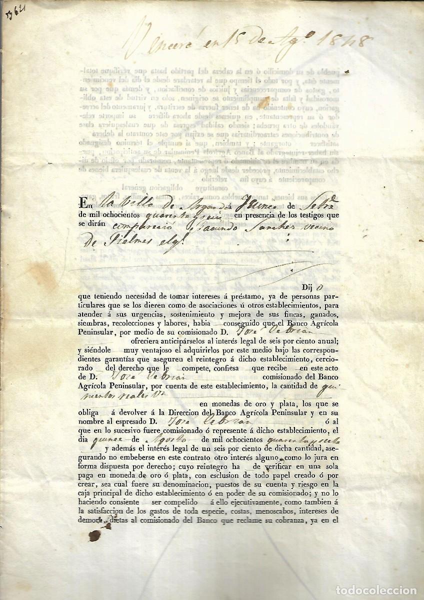 Documentos antiguos: M150- HIPOTECA DEL BANCO AGRICOLA PENINSULAR DE 500 REALES EN MONEDASDE ORO Y PLATA EL 15-8 -1.847