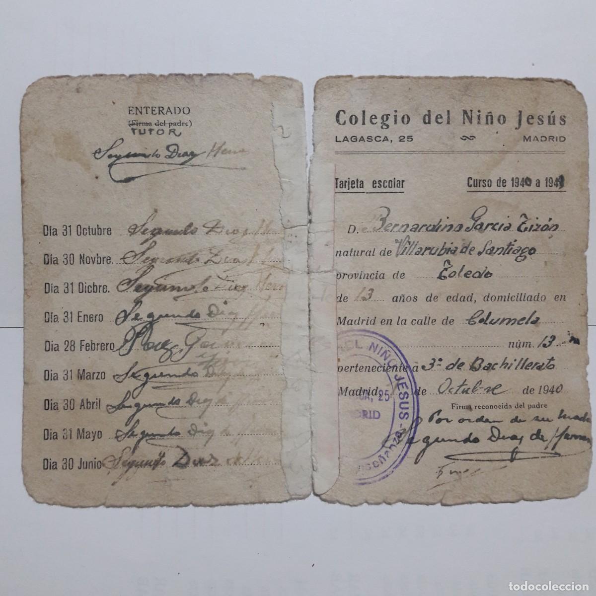 Documentos antiguos: Colegio del Ni&ntilde;o Jes&uacute;s Madrid 1940