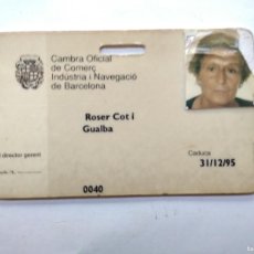 Documentos antiguos: TARJETA DE IDENTIDAD PERSONAL,CAMBRA OFICIAL DE COMERÇ,INDUSTRIA I NAVEGACIÓ,BARCELONA (DESCRIPCIÓN). Lote 403192769