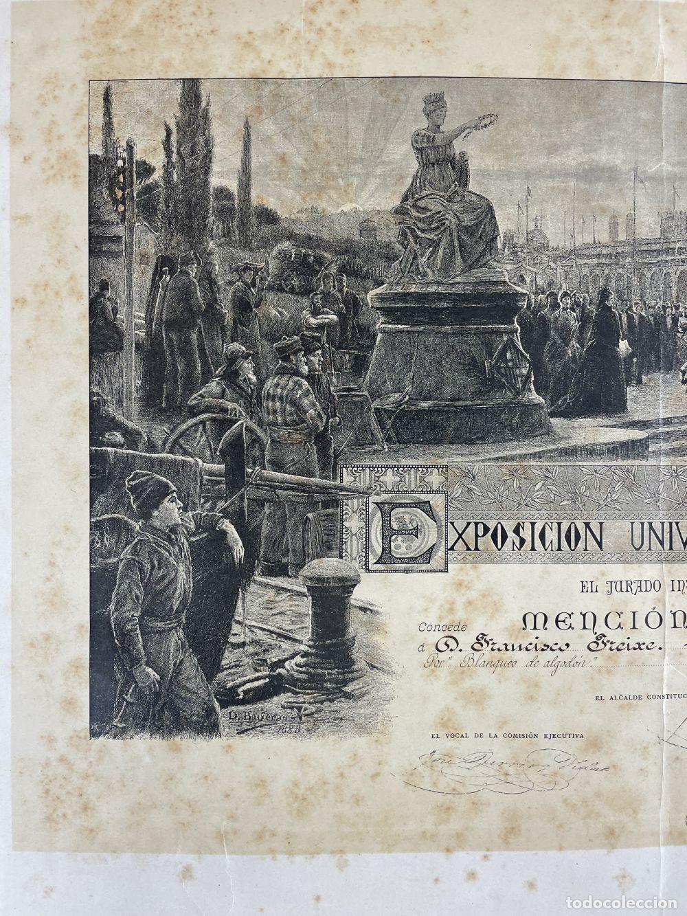 Documentos antiguos: TITULO MENCION HONORIFICA. EXPOSICI&Oacute;N UNIVERSAL DE BARCELONA. 1888 - Foto 22