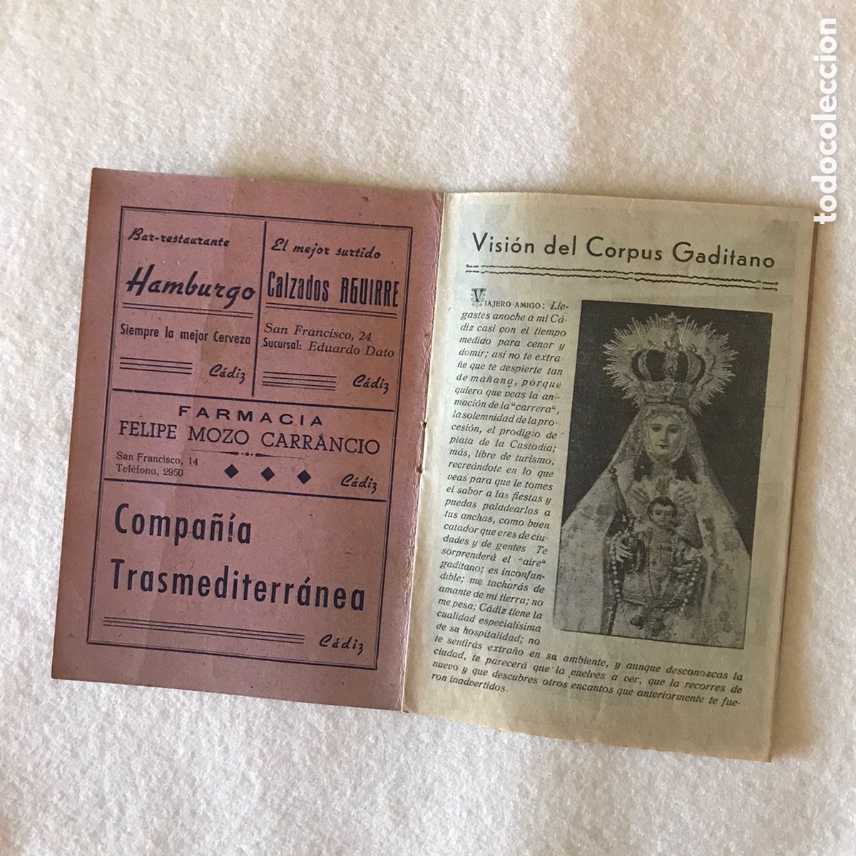 Documentos antiguos: PROGRAMA FIESTAS CORPUS CHRISTI / RELIGIOSO / C&Aacute;DIZ 1943 - Foto 2