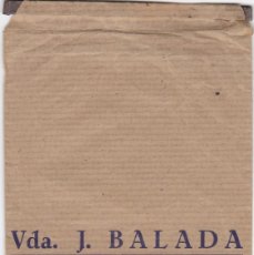 Documentos antiguos: TARRASA - VDA. J. BALADA - FUENTE VIEJA - PAJA - SOBRE - CIERRE METÁLICO - PAT. RIERA - 132X91MM