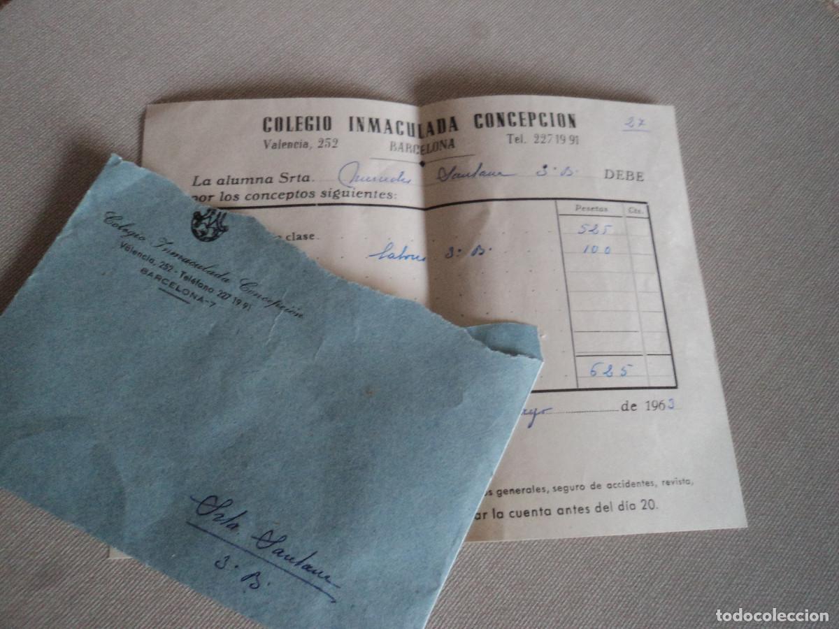 Documentos antiguos: recibo del colegio inmaculada concepcion de barcelona, 1963