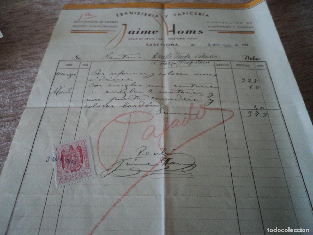 Alte Dokumente: factura de jaime homs, ebanisteria y tapiceria 1948