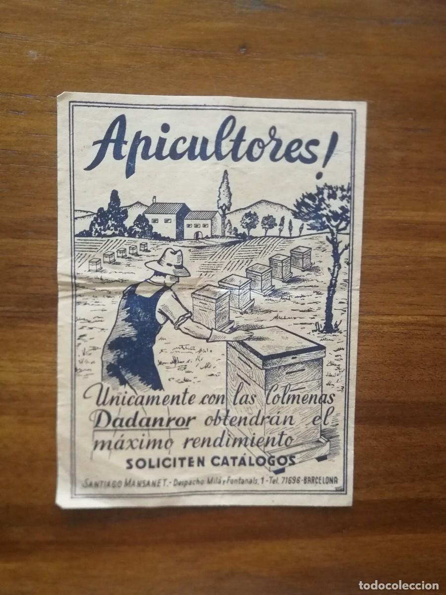 Documentos antiguos: PUBLICIDAD DEL COMENAS DADANROR DE SANTIAGO MANSANET PARA APICULTORES - APICULTURA - 11,2 x 15,3 cm