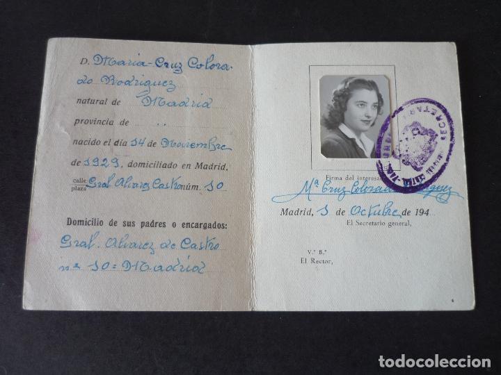 Documentos antiguos: CARNET FACULTAD DE MEDICINA UNIVERSIDAD DE MADRID A&Ntilde;OS 40