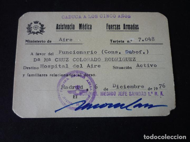 Documentos antiguos: CARNET ASISTENCIA MEDICA MINISTERIO DEL AIRE MADRID 1976