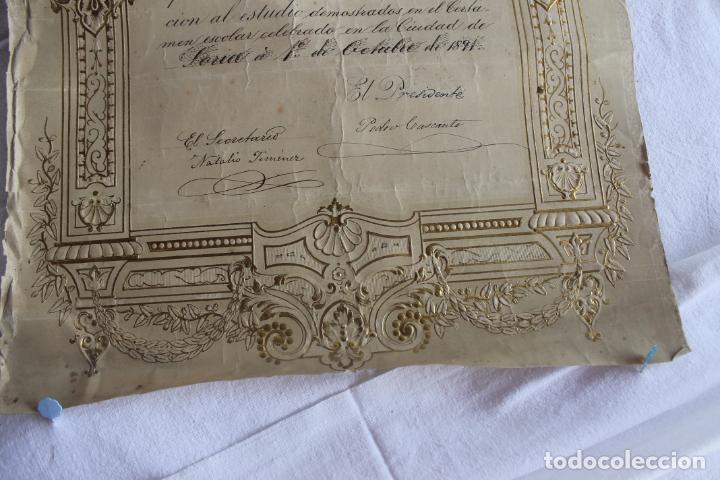 Documentos antiguos: DIPLOMA HONORIFICO SORIA 1891 - Foto 2