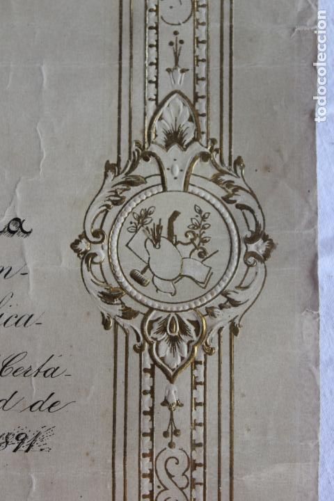Documentos antiguos: DIPLOMA HONORIFICO SORIA 1891 - Foto 4